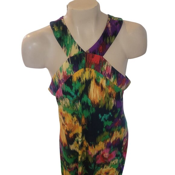Cupio Womens Multicolor Abstract Print Maxi Dress With Crisscross Straps & Sleev - Picture 2 of 8